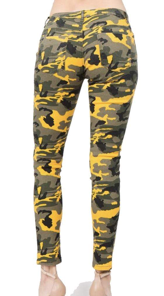 Rebel Groove Jeans Washed Camo Pants with Zippers