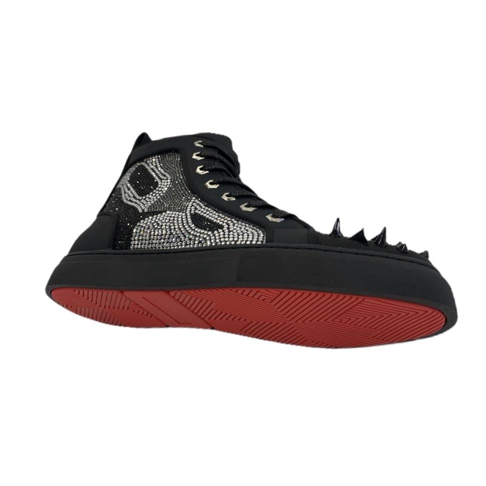 Rebel Groove Shoes Black Spikes with Rhinestones Hi Top Sneakers