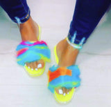 Rebel Groove Shoes Jelly Yellow Fur Sandals