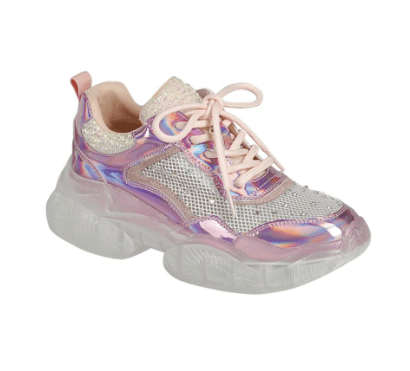 Rebel Groove Shoes Lace up Casual Sneakers Pink