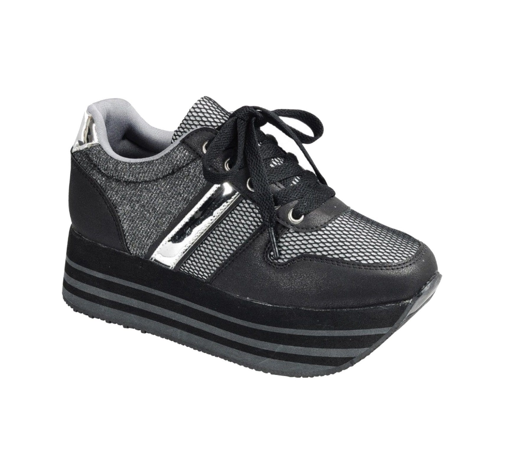 Rebel Groove Shoes Lace Up Platform Heel Trendy Sneakers