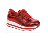 Rebel Groove Shoes Lace Up Platform Sneaker Red