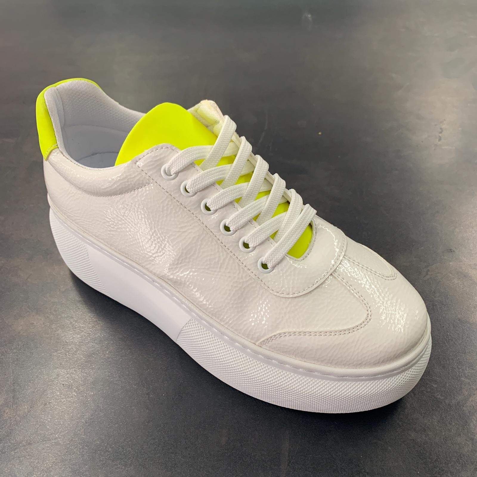 Rebel Groove Shoes Platform White Neon Yellow Sneakers