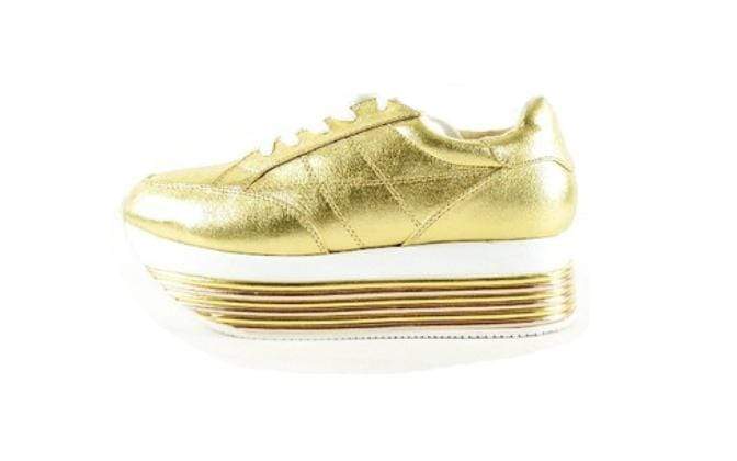 Rebel Groove Shoes Wedge Platform Sneakers | Gold