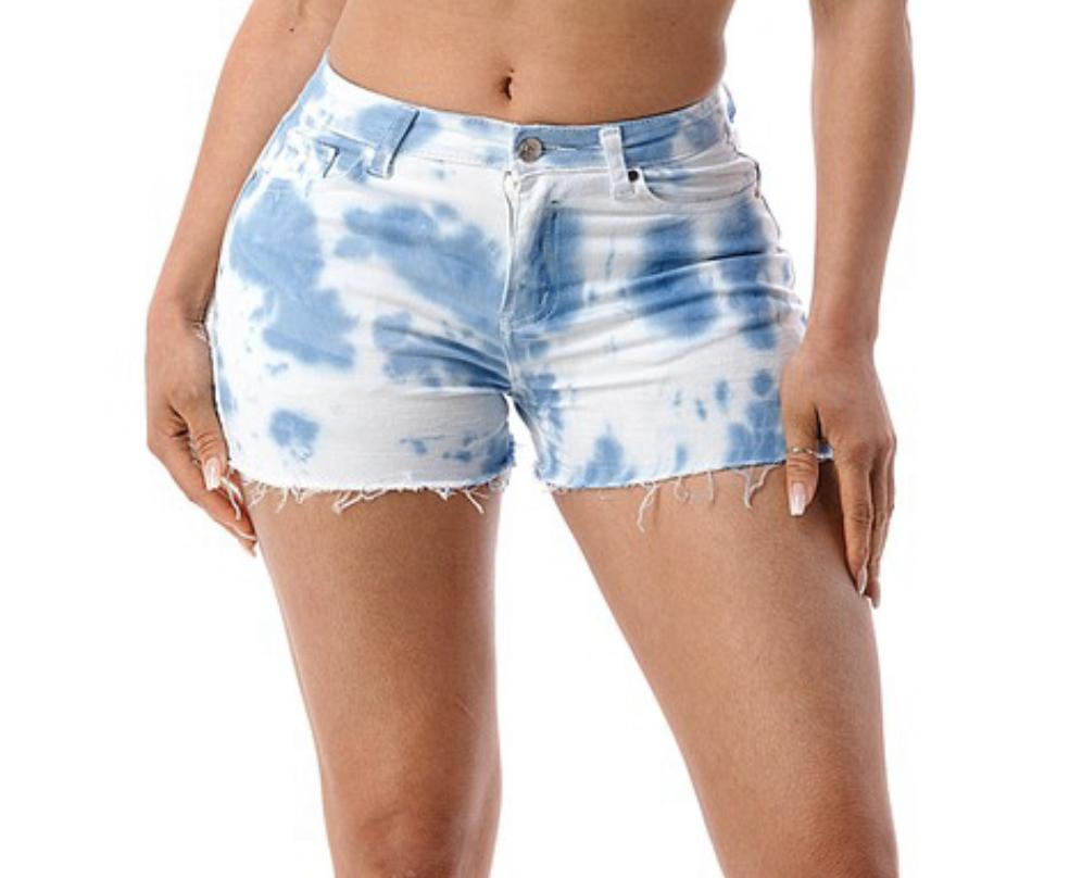 Rebel Groove Shorts Tie Dye Blue Shorts Womens